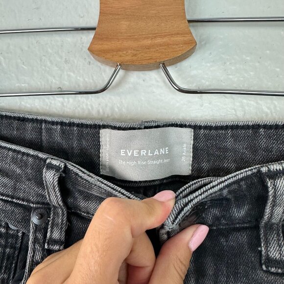 Everlane The High Rise Straight Ankle Jean 26 Washed Black Minimalist Contempora - Picture 4 of 8